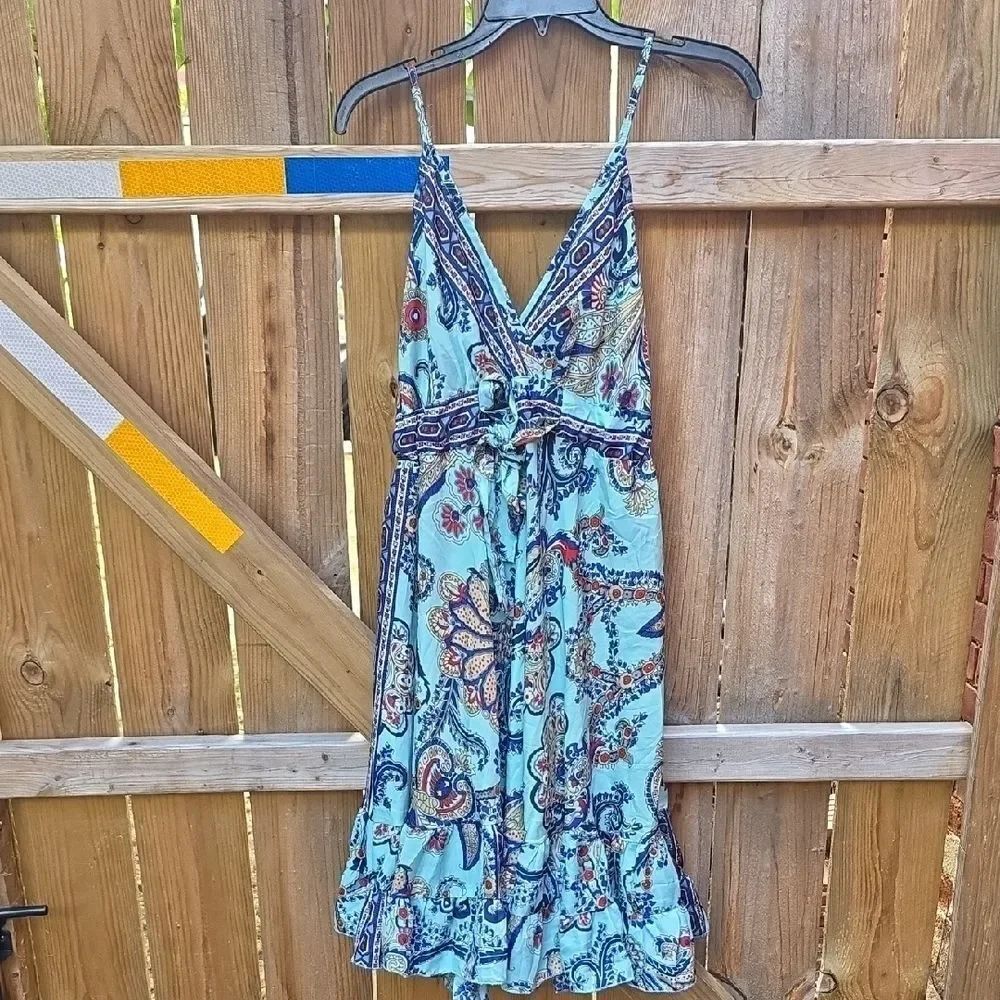 Elegant Paisley Print Midi Dress in Blue